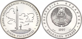 Belarus 20 Roubles 1997
KM# 10; Silver., Proof; Independence Day; Mintage 3000 Pieces