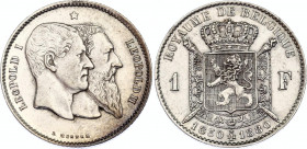 Belgium 1 Franc 1880
KM# 38; Mor# 191; N# 281; Silver; Leopold II; Fifty Years of the Belgian Independence; Mint: Brussels; UNC Toned