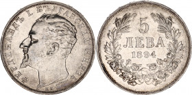 Bulgaria 5 Leva 1894 KB
KM# 18; N# 17712; Silver; Ferdinand I; Mint: Kremnitz; AUNC Toned