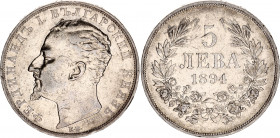 Bulgaria 5 Leva 1894 KB
KM# 18; N# 17712; Silver; Ferdinand I; Mint: Kremnitz; XF+