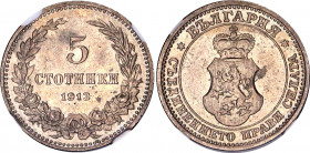 Bulgaria 5 Stotinki 1913 NGC MS 62
KM# 24, N# 4678; Copper-nickel; Ferdinand I; With mint luster