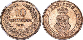 Bulgaria 10 Stotinki 1913 NGC MS 62
KM# 25, N# 4120; Copper-nickel; Ferdinand I; With mint luster