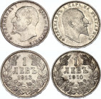 Bulgaria 2 x 1 Lev 1910 - 1913
KM# 28, 31; Silver; Ferdinand I; XF/AUNC