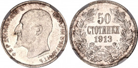 Bulgaria 50 Stotinki 1913 NGC MS 63
KM# 30, N# 12341; Silver; Ferdinand I; With mint luster
