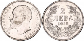 Bulgaria 2 Leva 1912 NGC AU 58
KM# 32, N# 12364; Silver; Ferdinand I