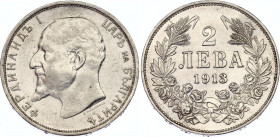 Bulgaria 2 Leva 1913
KM# 32, N# 12364; Silver; Ferdinand I; AUNC/UNC with hairlines