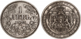 Bulgaria 1 Lev 1925
KM# 37; Schön# 37.2; N# 4738; Copper-Nickel; Boris III; Mint: Société Française de Monnayage Poissy; AUNC Toned