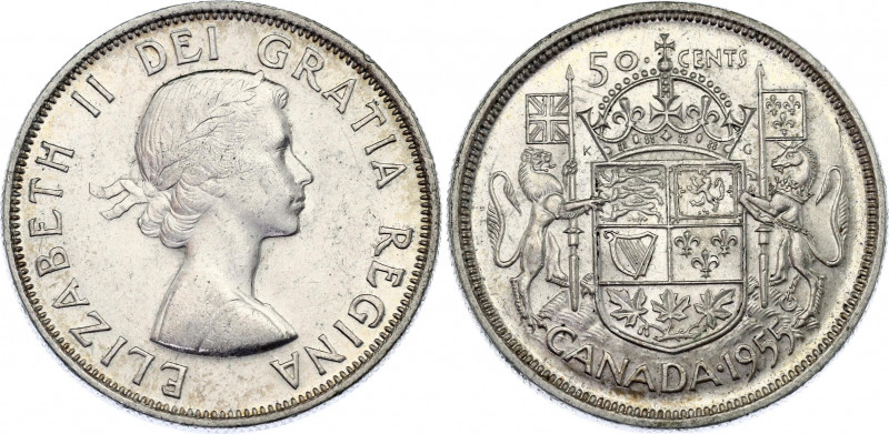 Canada 50 Cents 1955
KM# 53; Schön# 53; N# 309; Silver; Elizabeth II; Mint: Ott...