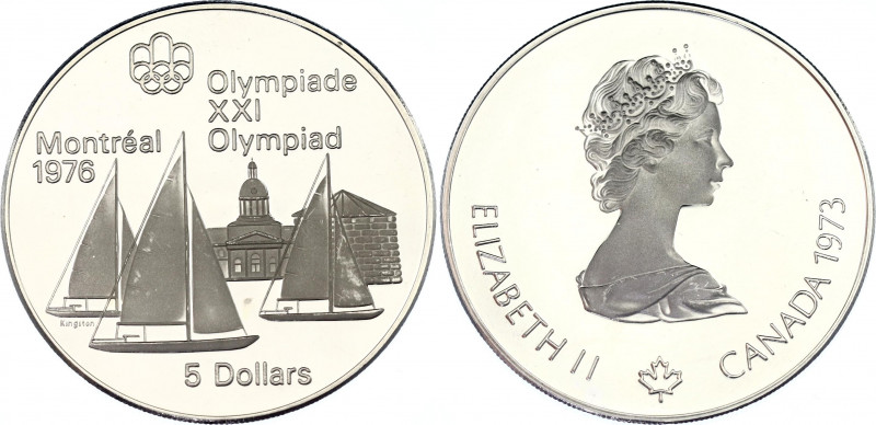 Canada 5 Dollars 1973
KM# 84, N# 10977; Silver., Proof; Montreal Olympiad 1976,...