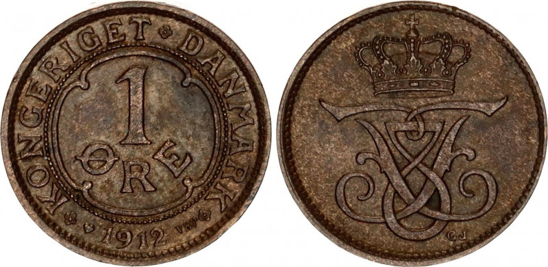 Denmark 1 Ore 1912 VBP GJ
KM# 804; N# 9393; Bronze; Frederick VIII; Mint: Copen...