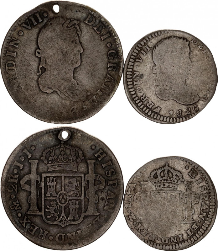 Mexico 1 & 2 Reales 1816 - 1820
KM# 83.3, 93; Silver; Fernando VII.