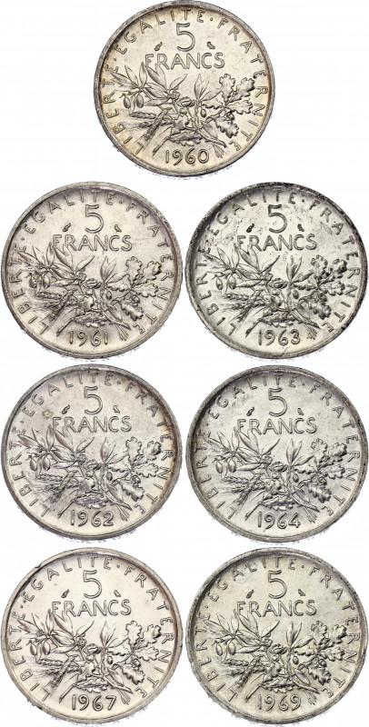 France 7 x 5 Francs 1960 - 1969
KM# 926, N# 679; Silver; Mostly UNC