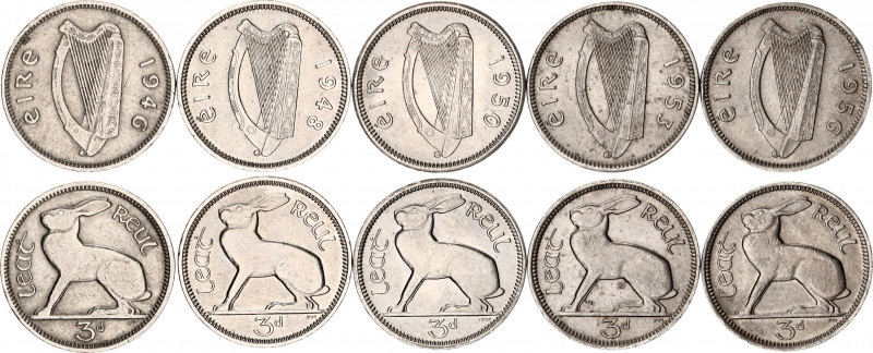 Ireland 5 x 3 Pence 1946 - 1956
KM# 12a; N# 968; XF/UNC.