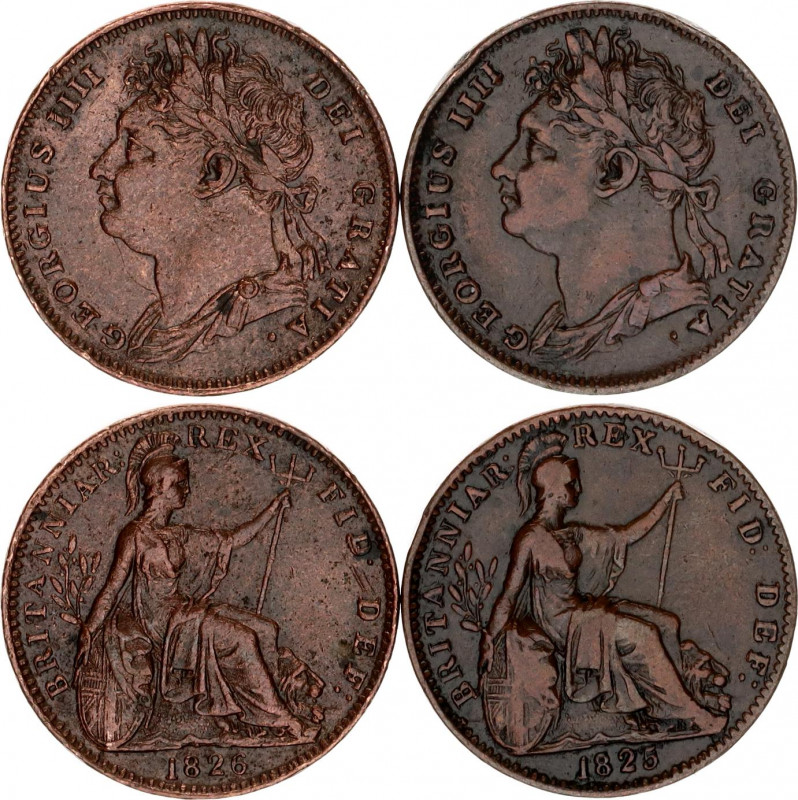 Great Britain 2 x 1 Farthing 1825 - 1826
KM# 677; N# 6879; George IV & Victoria...