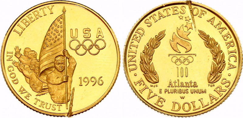 United States 5 Dollars 1996 W
KM# 274; N# 92711; Olympics Atlanta 1996 - Flag ...