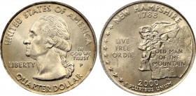 United States 25 Cents 2000 P ICG MS 67
KM# 308; Schön# 308; N# 612; Copper-Nickel; New Hampshire; Mint: Philadelphia; UNC