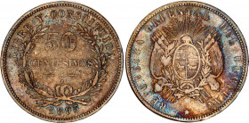Uruguay 50 Centesimos 1893 So
KM# 16, N# 4361; Silver; XF-
