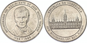 Venezuela 100 Bolívares 1986
Y# 60; N# 34721; Silver; 200th Anniversary - Birth of José M. Vargas; UNC Toned
