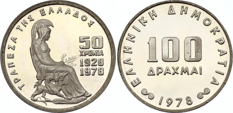 Greece 100 Drachmai 1978
KM# 121, N# 29790; Silver., Proof; 50th Anniversary of...