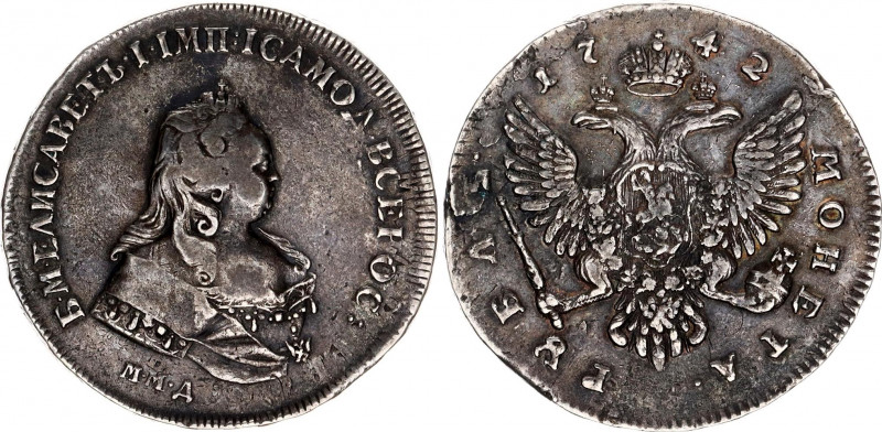 Russia 1 Rouble 1742 ММД Overstrike
Bit# 97 R1; 6 Rouble by Petrov; 5 R by Ilyi...