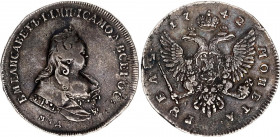 Russia 1 Rouble 1742 ММД Overstrike
Bit# 97 R1; 6 Rouble by Petrov; 5 R by Ilyin; Silver, Overstruck.