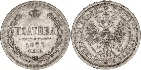 Russia Poltina 1877 СПБ HI
Bit# 125; 0,75 R by Petrov; Conros# 119/30; Silver 10.23 g; XF- Toned