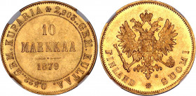 Russia - Finland 10 Markkaa 1879 S NGC MS 65
Bit# 615; Gold (900) 3.23 g., 19.1 mm.