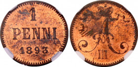 Russia - Finland 1 Penni 1893 NGC MS 64 RB
Bit# 256; Copper
