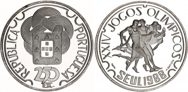 Portugal 250 Escudos 1988
KM# 643a, N# 30651; Silver., Proof; 1988 Summer Olymp...