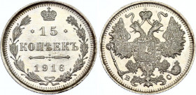 Russia 15 Kopeks 1916 BC
Bit# 143; Conros# 149/82; Silver 2.59 g; UNC Luster