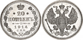Russia 20 Kopeks 1914 СПБ BC
Bit# 116; Conros# 146/91; Silver 3.57 g; UNC with minor hairlines