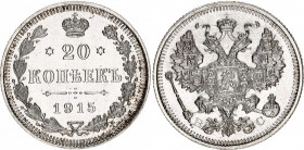 Russia 20 Kopeks 1915 BC
Bit# 117; Conros# 146/92; Silver 3.63 g; UNC Luster