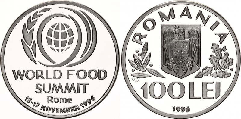 Romania 100 Lei 1996
KM# 133; N# 53437; Silver., Proof; FAO World Food Summit -...