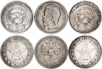 Russia 3 x 50 Kopeks 1899 - 1922
Silver; Various Litteras & Condition.