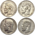 Russia 4 x 1 Rouble 1896 - 1898
Silver; Various Dates