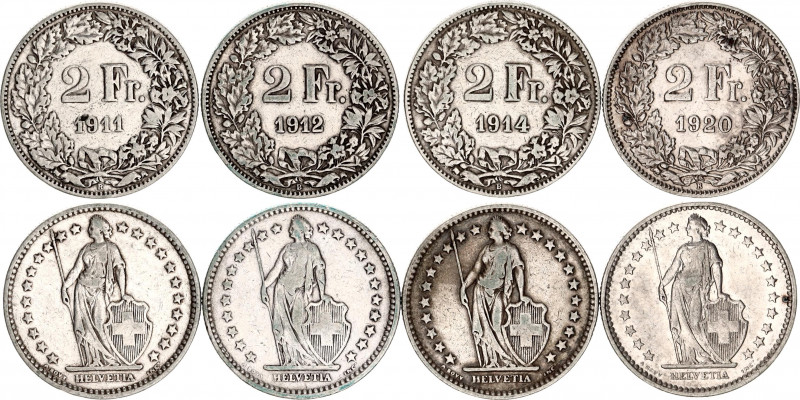 Switzerland 4 x 2 Francs 1911 - 1920 B
KM# 21; Schön# 29; N# 188; Silver; Mint:...