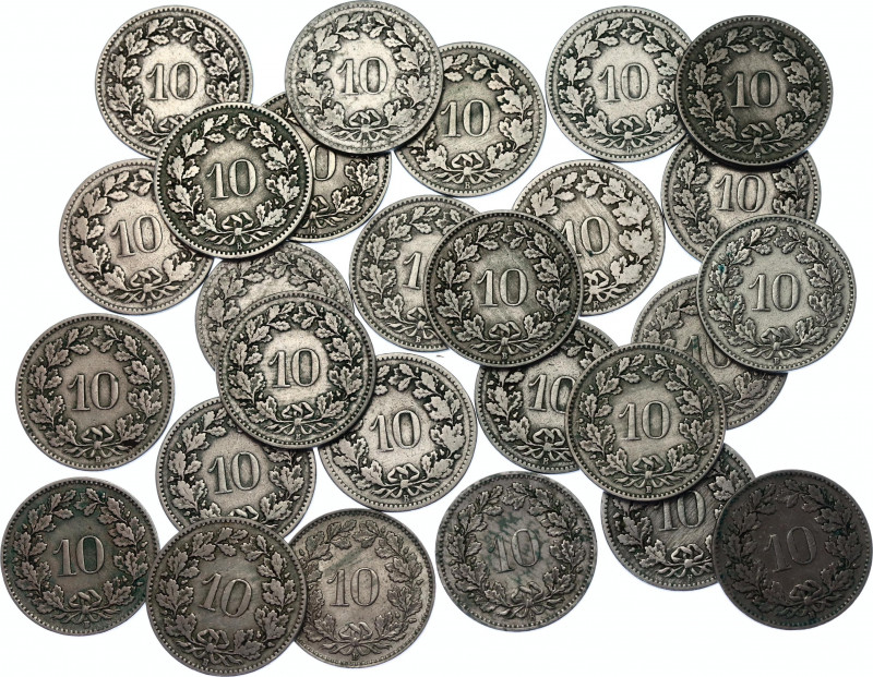 Switzerland 27 x 10 Rappen 1879 - 1925
KM# 27, N# 173; Various Dates & Conditio...