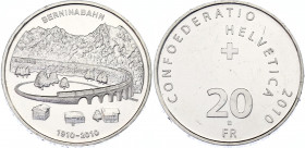 Switzerland 20 Francs 2010
KM# 135, N# 13402; Silver; Bernina mountain railway, steam train on viaduct; UNC