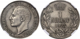 Yugoslavia 1 Dinar 1925 NGC MS 62
KM# 5, N# 4865; Poissy Mint; thunderbolt mintmark; Nickel brass; Aleksandar I