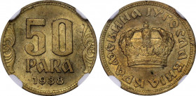 Yugoslavia 50 Para 1938 NGC MS 64
KM# 18, N# 4866; Aluminium-bronze; Petar II; With mint luster