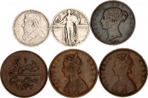 World Lot of 6 Coins 1839 - 1926
With Silver; Various Countries, Dates & Denomination.