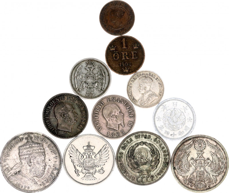 World Lot of 11 Coins 19th - 20th Centuries
Various Countries, Dates & Denomina...