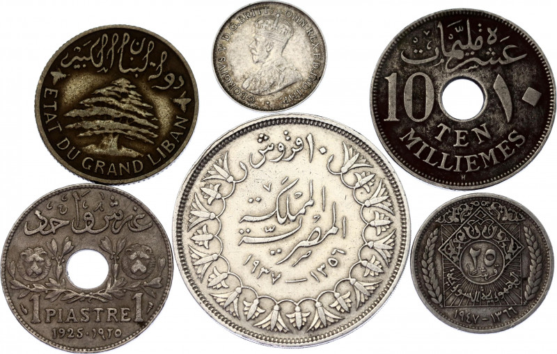 World Lot of 6 Coins 1917 - 1947
With Silver; Various Countries, Dates & Denomi...