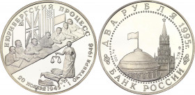 Russian Federation 2 Roubles 1995 ЛМД
Y# 393; Schön# 407; N# 28123; Silver; Nuremberg War Crime Trial; UNC Proof