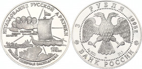 Russian Federation 3 Roubles 1995
Y# 461, N# 28960; Silver., Proof; Geographical – Geographical Series: Exploration of the Russian Arctic - S.I. Chel...