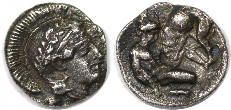 Griechische Münzen, KALABRIEN TARENT Diobol (1,08 g). 325-280 v. Chr. Vs.: Kopf ...