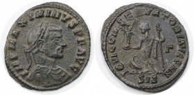 Römische Münzen, MÜNZEN DER RÖMISCHEN KAISERZEIT. Maximinus II. (310-313 n. Chr). Follis. (3.16 g. 24.5 mm) Vs.: IMP C MAXIMINVS PF AVG, Kopf mit Lorb...