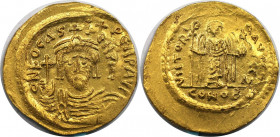 Byzantinische Münzen. Phocas (602-610 n. Chr). AV Solidus 607 - 610 n. Chr., Konstantinopel, 8. Offizin. (4,35 g. 22,4 mm). Vs.: d N FOCAS PERP AVI, G...