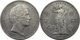 Altdeutsche Münzen und Medaillen, BAYERN / BAVARIA. Ludwig I. (1825-1848). Geschichtsdoppeltaler 1837, Silber. AKS 98. Vorzüglich