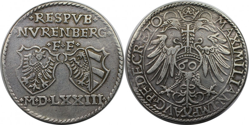 Altdeutsche Münzen und Medaillen, NÜRNBERG, STADT. Guldentaler (60 Kreuzer) 1573...